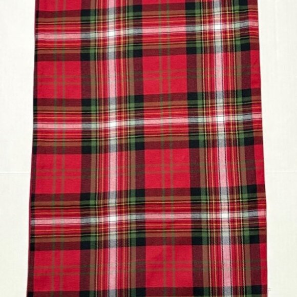 Shabby Chic 2 Piece Christmas Table Runner Embroidered Tree Tartan Plaid NWT - Picture 10 of 12